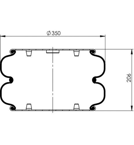 2 Katlı Körük Komple D350mm G1xM8x1,25 - 14.88.081.90089