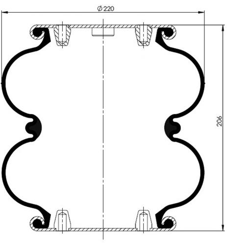 2 Katlı Körük Komple D220mm G1/4-19 M10 - 84.88.081.90083