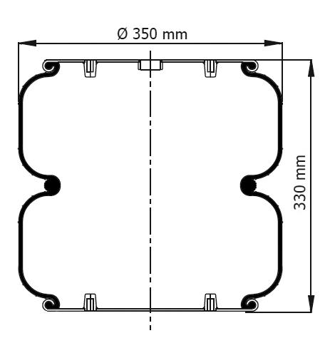 2 Katlı Körük Komple D350mm G3/4-14 M8x8 2B34Rb - 13.88.081.90650