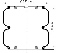 13.88.081.90650 - 2 Katlı Körük Komple D350mm G3/4-14 M8x8 2B34Rb