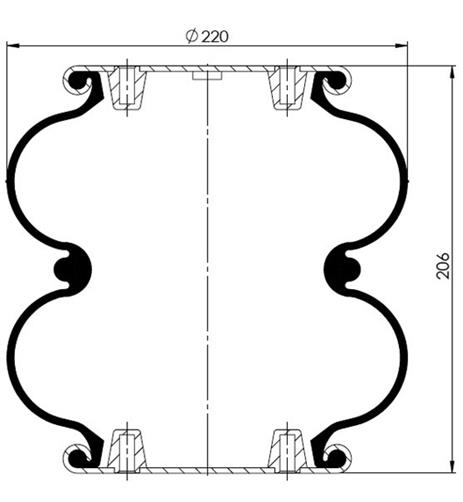 2 Katlı Körük Komple D220mm M12x1,5 - 83.88.777.90087