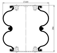 83.88.777.90087 - 2 Katlı Körük Komple D220mm M12x1,5