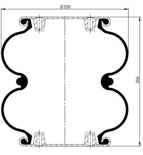 2 Katlı Körük Komple D220mm G3/4 M8 - 83.88.777.90180