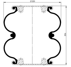 83.88.777.90180 - 2 Katlı Körük Komple D220mm G3/4 M8