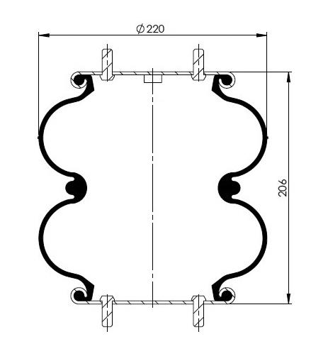 2 Katlı Körük Komple D220mm G1/4-19 M10 - 84.88.777.90084