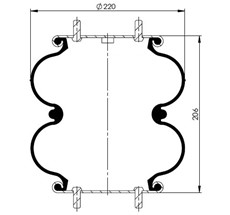 84.88.777.90084 - 2 Katlı Körük Komple D220mm G1/4-19 M10