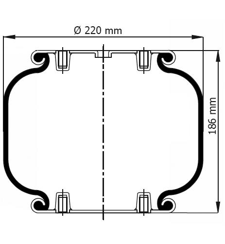 1 Katlı Körük Komple D220mm G1/4-19 M10 - 18.88.777.90528