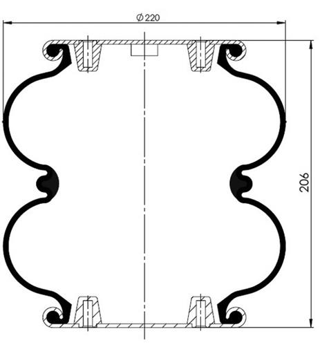 2 Katlı Körük Komple D220mm  G1/4-3/8-2 - 14.88.777.90530