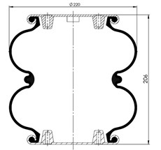 14.88.777.90530 - 2 Katlı Körük Komple D220mm  G1/4-3/8-2