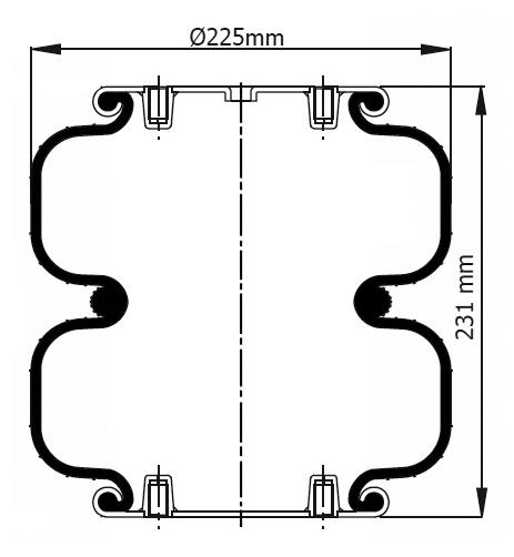 Пневмоподушка слойная (баллон с металом) D220mm G1/4-19 M8 - 92.88.777.90531