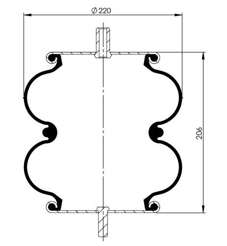 2 Katlı Körük Komple D220mm G3/4-1/4-2x1/2 - 83.88.777.90532