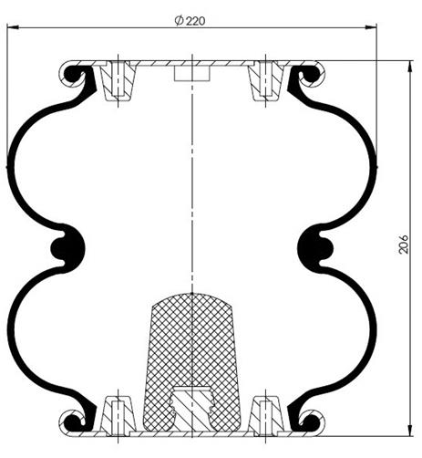 2 Katlı Körük Komple D220mm G1/4-3/8x4 - 83.88.777.90533