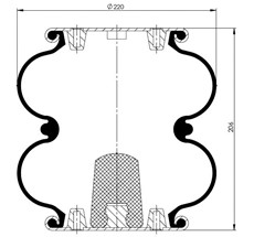 83.88.777.90533 - 2 Katlı Körük Komple D220mm G1/4-3/8x4