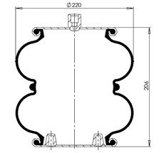 17.88.777.90538 - 2 Katlı Körük Komple D220mm D220mm M24-M16-M10x2