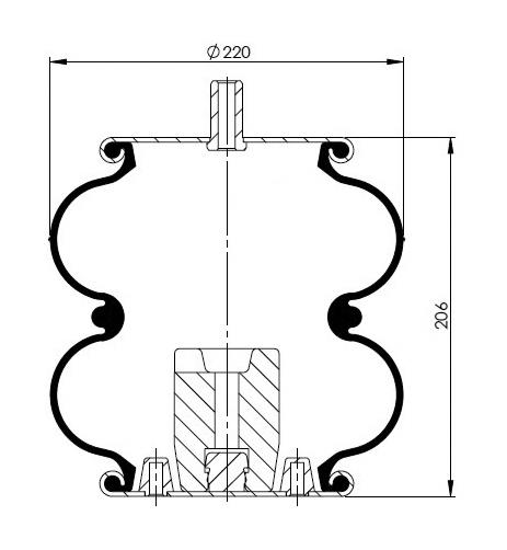 2 Katlı Körük Komple D220mm M20-M12-M10x2 - 42.88.777.90537