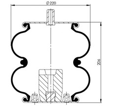 42.88.777.90537 - 2 Katlı Körük Komple D220mm M20-M12-M10x2