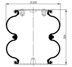 13.88.777.90534 - Double Convoluted Air Spring Complete D220mm M14-M10x4