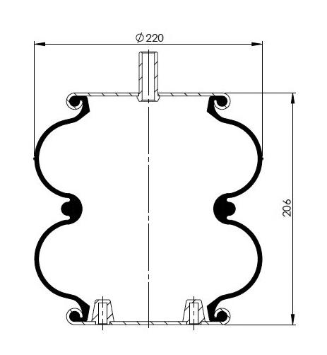 2 Katlı Körük Komple D220mm D220mm D220mm M18-M12-M18x2 - 83.88.777.90535