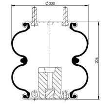 83.88.777.90539 - 2 Katlı Körük Komple D220mm G1/4-M12-M8x2