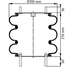 45.88.777.90632 - 3 Katlı Körük Komple D300mm M16-M12-M14