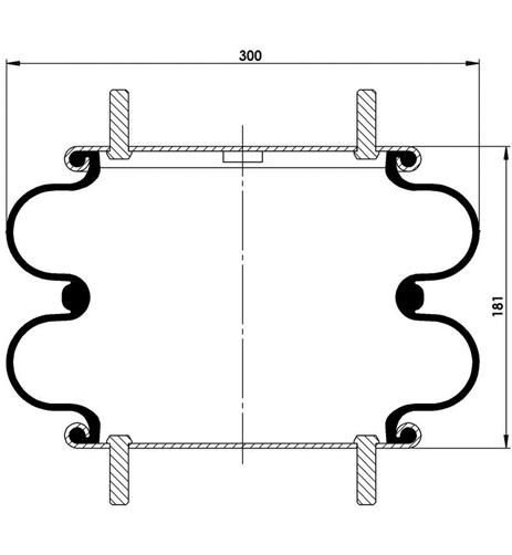 2 Katlı Körük Komple D305mm G3/4 M12x4 - 45.88.777.90516