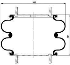 45.88.777.90516 - 2 Katlı Körük Komple D305mm G3/4 M12x4