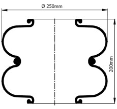 39.88.777.90105 - 2 Katlı Körük Pleytsiz D250mm 620N