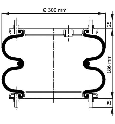 2 Katlı Körük Komple D300mm M16-M10x8 - 39.88.777.90646