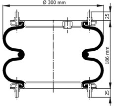 39.88.777.90646 - 2 Katlı Körük Komple D300mm M16-M10x8