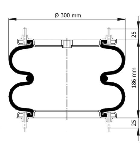 Пневмоподушка слойная (баллон с металом) D300mm Rp1/2-M10x8 - 92.88.777.90645