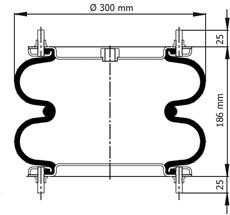 92.88.777.90645 - Пневмоподушка слойная (баллон с металом) D300mm Rp1/2-M10x8