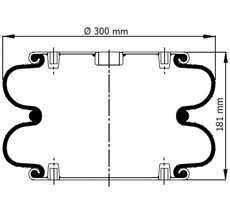 39.88.777.90644 - 2 Katlı Körük Komple D300mm M12(G1)-M8x8