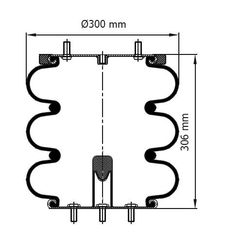 3 Katlı Körük Komple D300mm M12x1,5-M12x5 - 41.88.777.90043