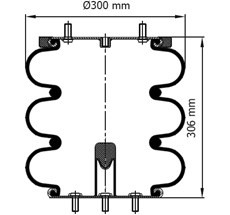 41.88.777.90043 - 3 Katlı Körük Komple D300mm M12x1,5-M12x5