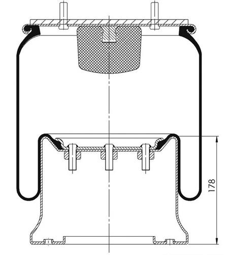 Air Spring With Metall Piston 1D28F-5 With Plate - 92.88.777.91029