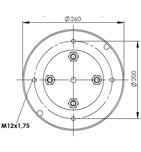 Air Spring With Metall Piston 1D28F-5 With Plate - 92.88.777.91029