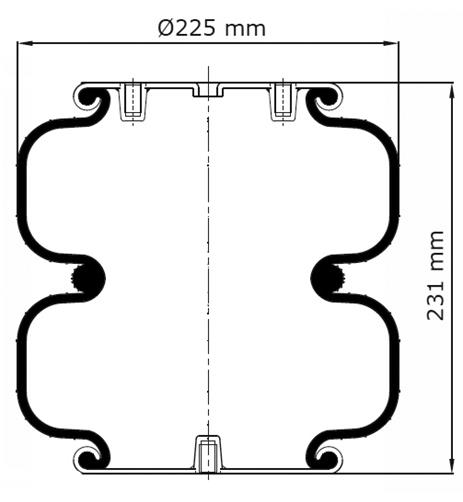 2 Katlı Körük Komple D225mm M14-M10x4 - 13.88.777.91076