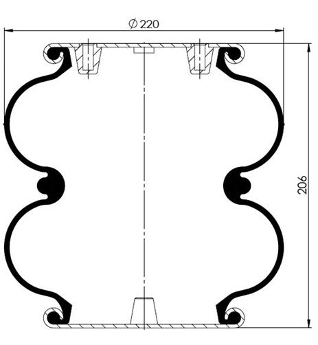 2 Katlı Körük Komple D220mm Fd200-19p04 M12xM10-2 - 13.88.164.90088