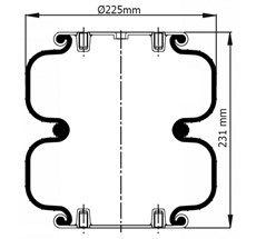 92.88.164.90531 - 2 Katlı Körük Komple D220mm G1/4-19 M8