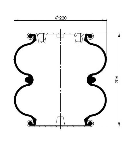 2 Katlı Körük Komple D220mm G1/4-4xM10 - 83.88.777.91141