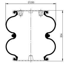 83.88.777.91141 - 2 Katlı Körük Komple D220mm G1/4-4xM10