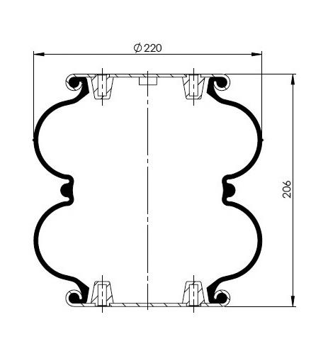 2 Katlı Körük Komple D220mm G1/4-4xM8 - 42.88.777.91148