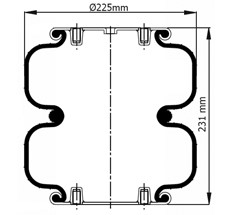 92.88.777.91073 - Double Convoluted Air Spring Complete D225mm G1/4-4xM10