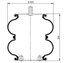 42.88.777.91149 - 2 Katlı Körük Komple D220mm G3/4-16Unf-1/4-18Npt