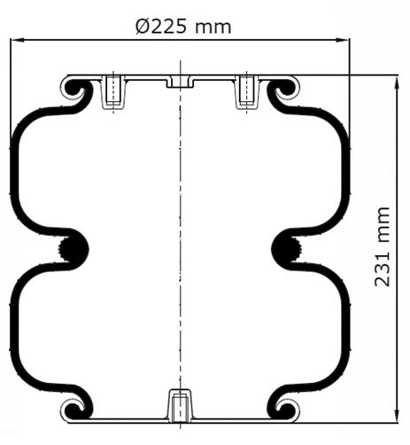 2 Katlı Körük Komple D225mm M12- 4xM10 - 83.88.777.91150