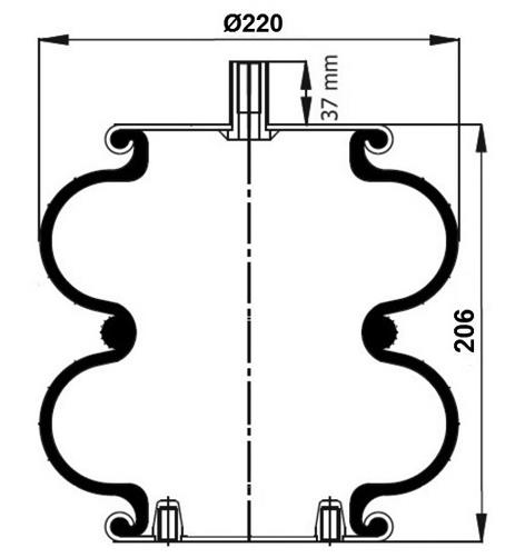 2 Katlı Körük Komple D220mm M20-M12 3/8 16Unc - 83.88.777.91152