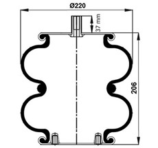 83.88.777.91152 - 2 Katlı Körük Komple D220mm M20-M12 3/8 16Unc