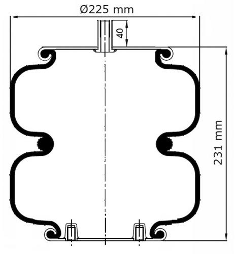 2 Katlı Körük Komple D225mm 3/4-16Unf 1/4 Npt 2x3/8 - 83.88.777.91153