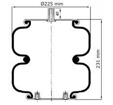 83.88.777.91153 - 2 Katlı Körük Komple D225mm 3/4-16Unf 1/4 Npt 2x3/8