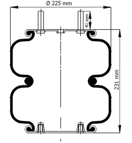 2 Katlı Körük Komple D225mm 1/2-13UnC 1/4-18 Npt 2x3/8 - 83.88.777.91155